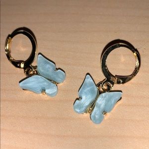 Light blue butterfly earrings
